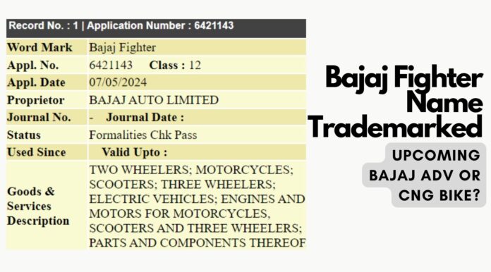 Bajaj Fighter Name Trademarked, Bajaj CNG Bike name?